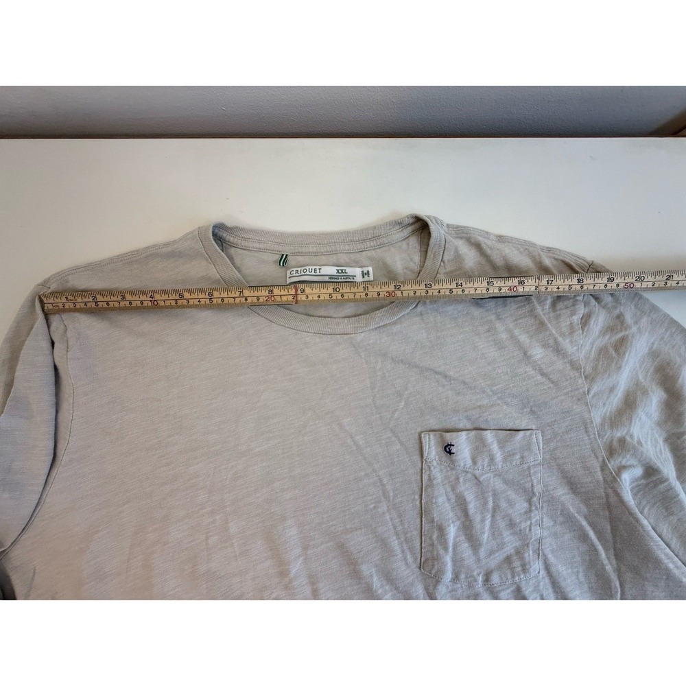 Criquet XXL Beige Long Sleeve Pocket Tee Quiet Luxury Coastal Minimalist Shirt - Picture 6 of 9